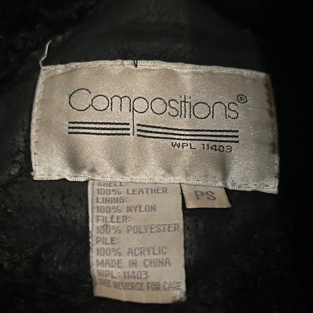 Vintage 90s Y2K Leather Black Jacket‎ PS Suede Shearling Edges Outerwear Winter